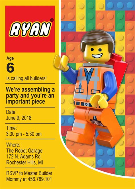 birthday invitation lego